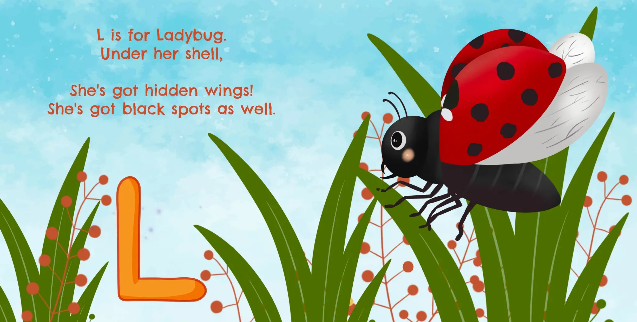 L is for Ladybug illustrated activity-book page